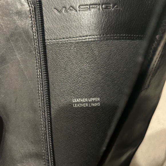 Via Spiga Black Leather Knee-High Heeled Boots - Picture 5 of 5